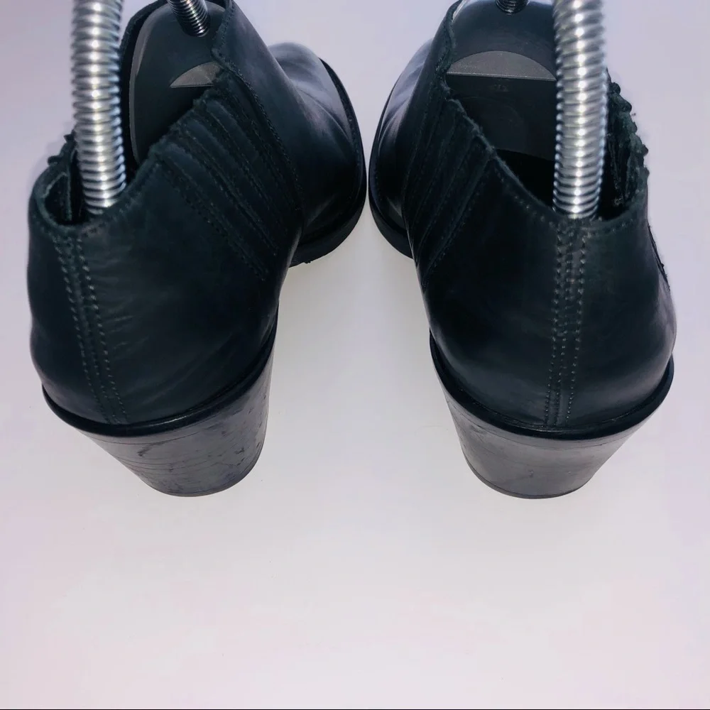 All Saints Black Leather Utilitarian Western Ankle Boots/Booties size 40 | US 10 - Picture 5 of 13